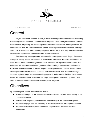 Course Blueprint