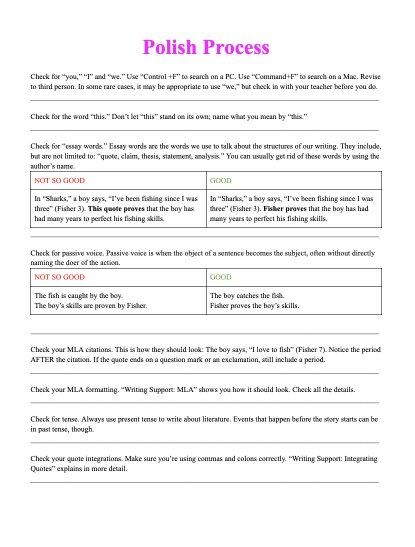 Polish Process Writing Resource