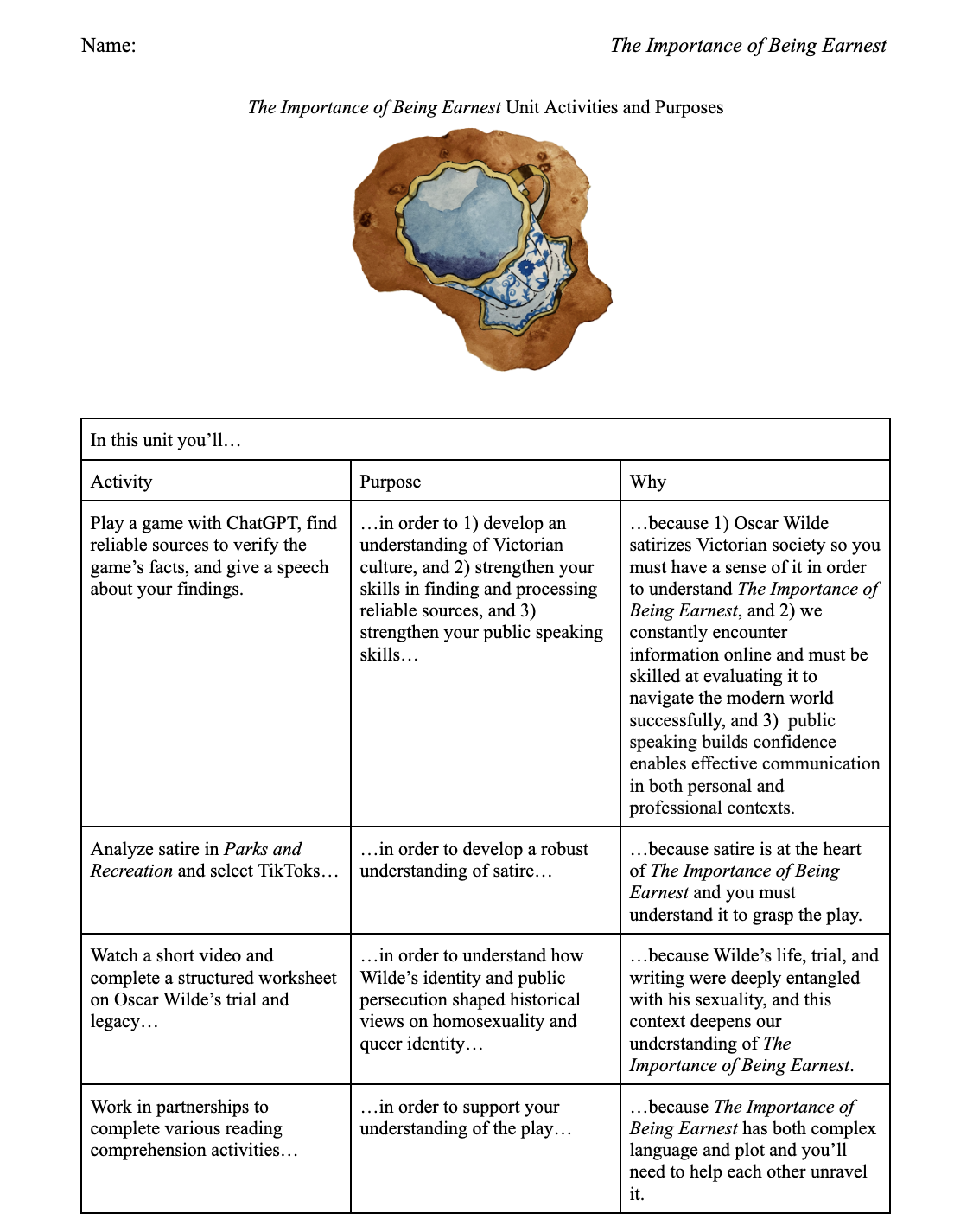 Unit Tasks and Purposes